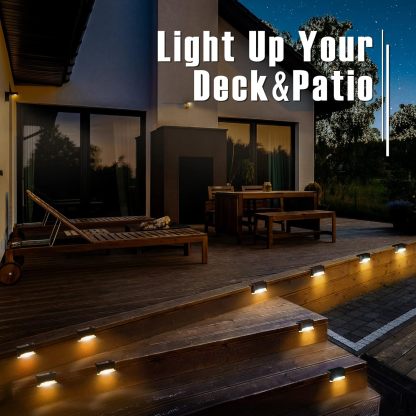 Led Solar Deck Lights, 16 Pack Waterproof for Outdoor Stairs, Step, Fence, Railing, Yard and Patio (Warm White)