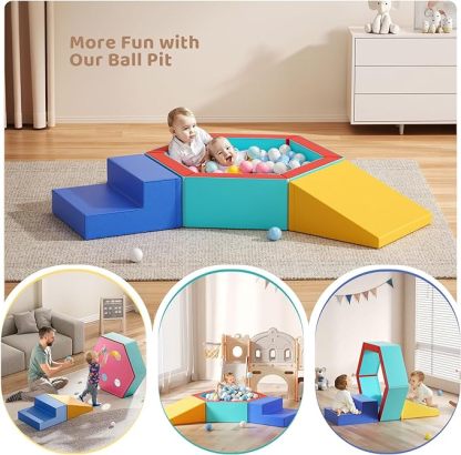 Foam Climbing Blocks with Ball Pit, Soft Play Climbing for Toddlers