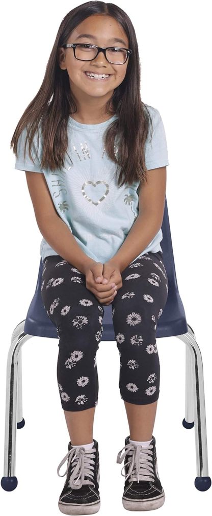 School Stack Chair, Stacking Student Seat with Chromed Steel Legs and Ball Glides