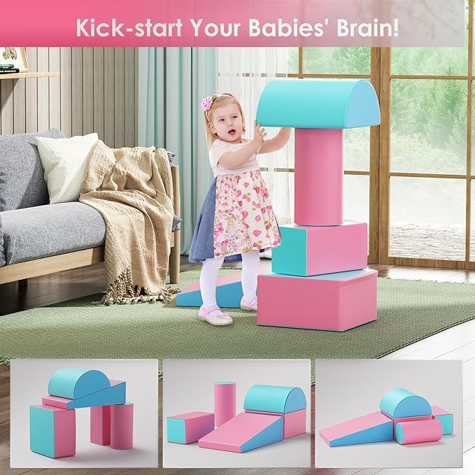 Climb and Crawl Activity Play Set, Soft Foam Climber 5-Piece Sets Crawl and Climb Foam