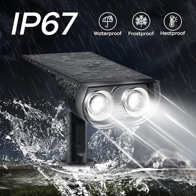Solar Outdoor Lights, Solar Lights for Outside Waterproof IP67, 2-in-1 Solar Spot Lights Outdoor, 4 Pack