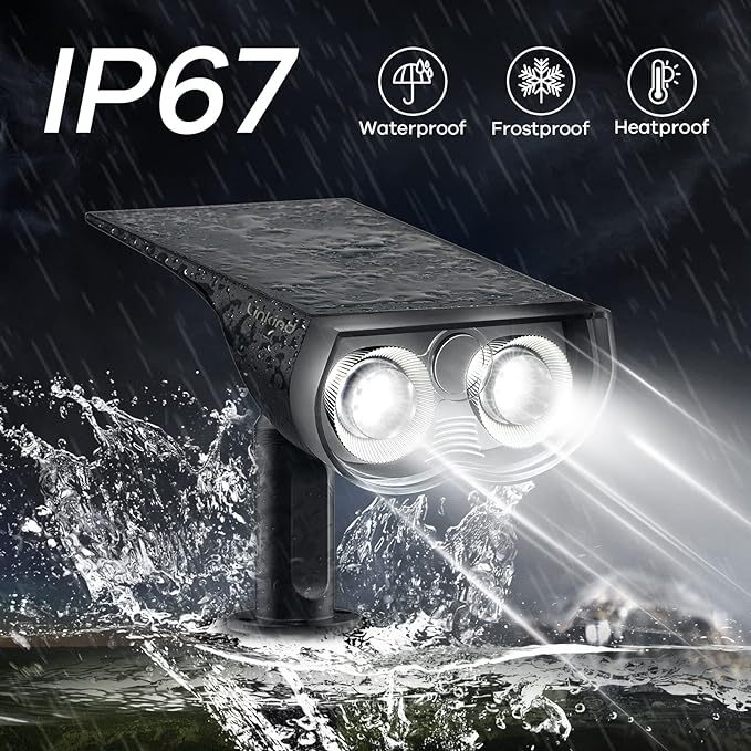 Solar Outdoor Lights, Solar Lights for Outside Waterproof IP67, 2-in-1 Solar Spot Lights Outdoor, 4 Pack