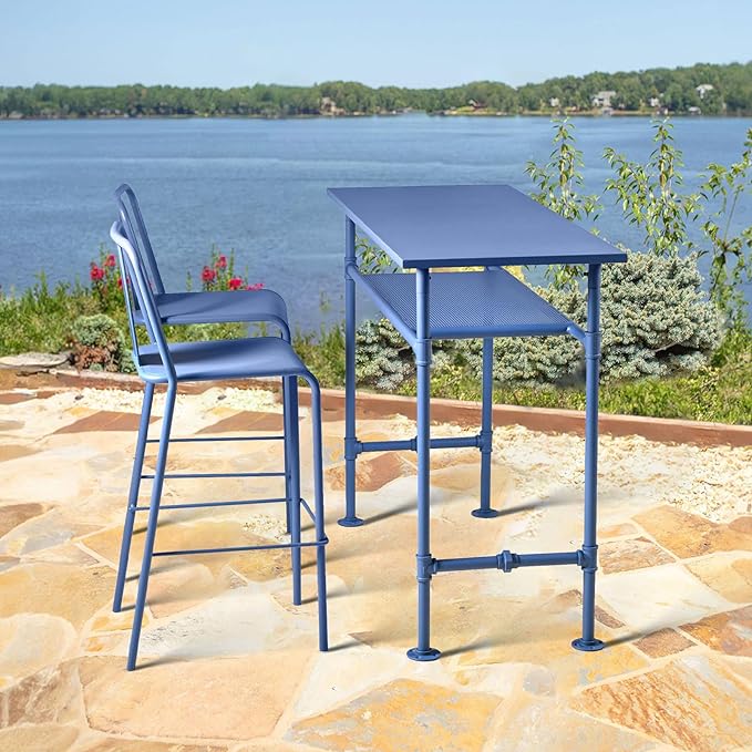 High Bar Table-Modern Narrow Patio Table-Metal Tall Pub Table