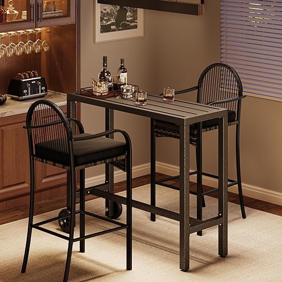 Outdoor Bar Table, 39" Narrow Bar Table, Durable Bar Height Table for Balcony, Patio, Garden, Yard, Poolside, Silver