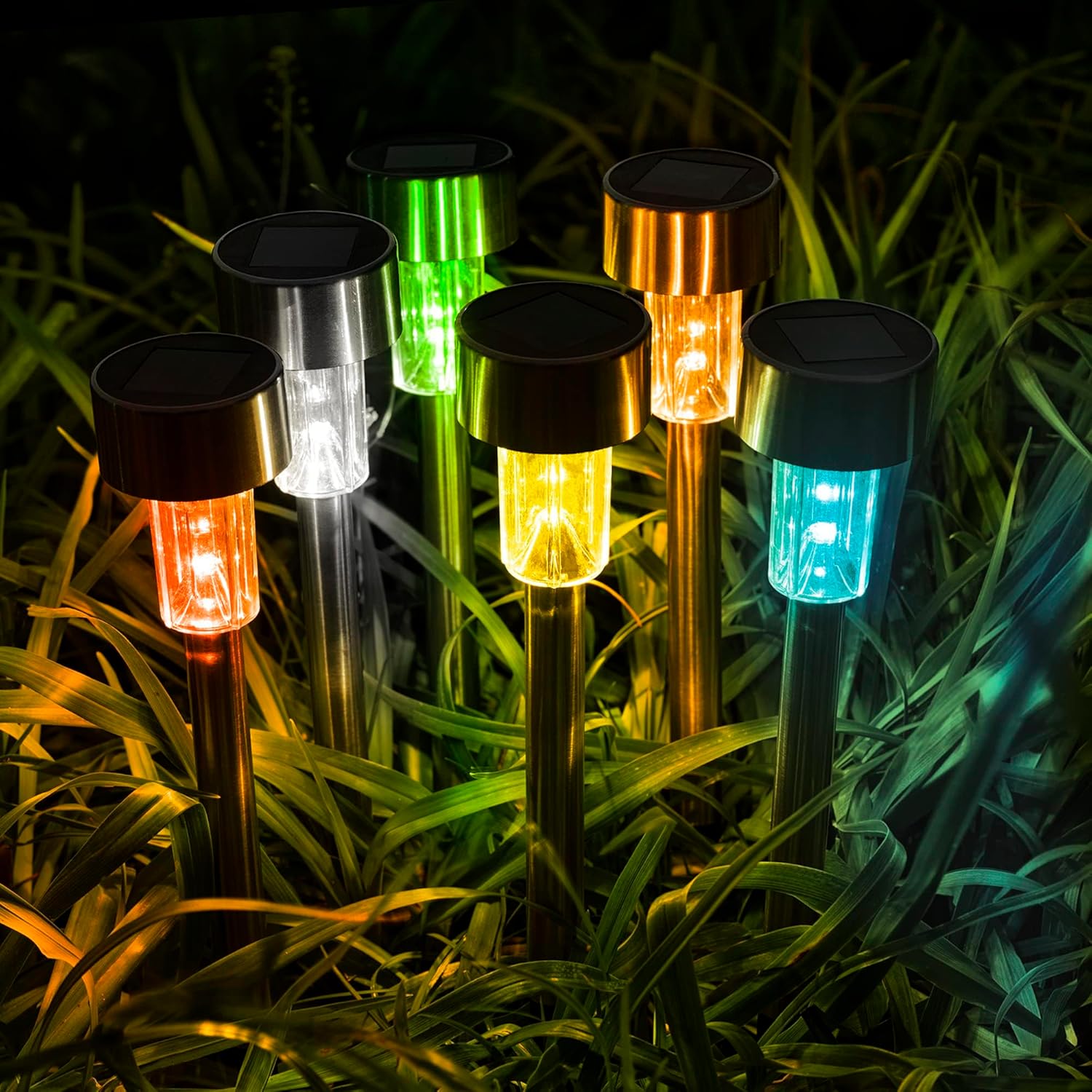 Solar Lights Outdoor Waterproof, 20 Pack, Stainless Steel LED Solar Garden Lights for Patio, Lawn, Yard and Landscape, Garden Decor Patio Decor,Multicolor