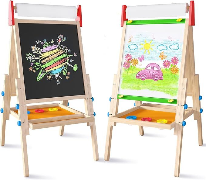 Easel for Kids with 2 Drawing Paper Roll, Learning-Toy for 3,4,5,6,7,8 Years Old Boy & Girls