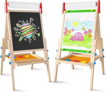 Easel for Kids with 2 Drawing Paper Roll, Learning-Toy for 3,4,5,6,7,8 Years Old Boy & Girls