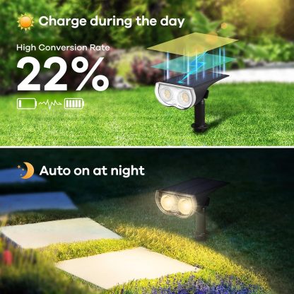 Solar Outdoor Lights, Solar Lights Outdoor Waterproof IP67, 2-in-1 Solar Spot Lights Outdoor 4 Pack