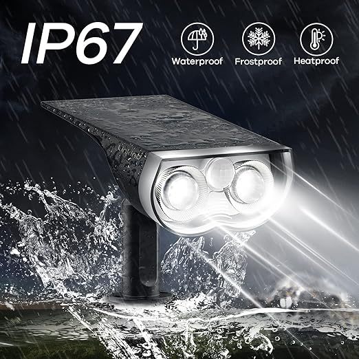Solar Outdoor Lights, Motion Sensor Solar Spot Lights Outdoor, 3 Modes IP67 Waterproof 2 PACK