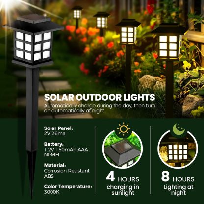 Solar Outdoor Lights,12 Pack LED Solar Lights Outdoor Waterproof, Solar Walkway Lights Maintain 10 Hours of Lighting for Your Garden