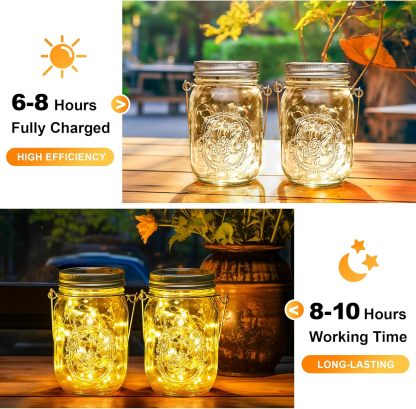 Solar Mason Jar Lights, 12 Pack 30 Led String Fairy Lights Garden Lights Outdoor Waterproof Metal Lid Hanging Solar Lanterns for Outdoor, Garden, Patio, Lawn, Balcony Decoration