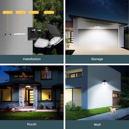 Solar Outdoor Lights, IP65 Waterproof 1600 Lumens 108 LEDs Solar Flood Lights Outdoor 2 Pack