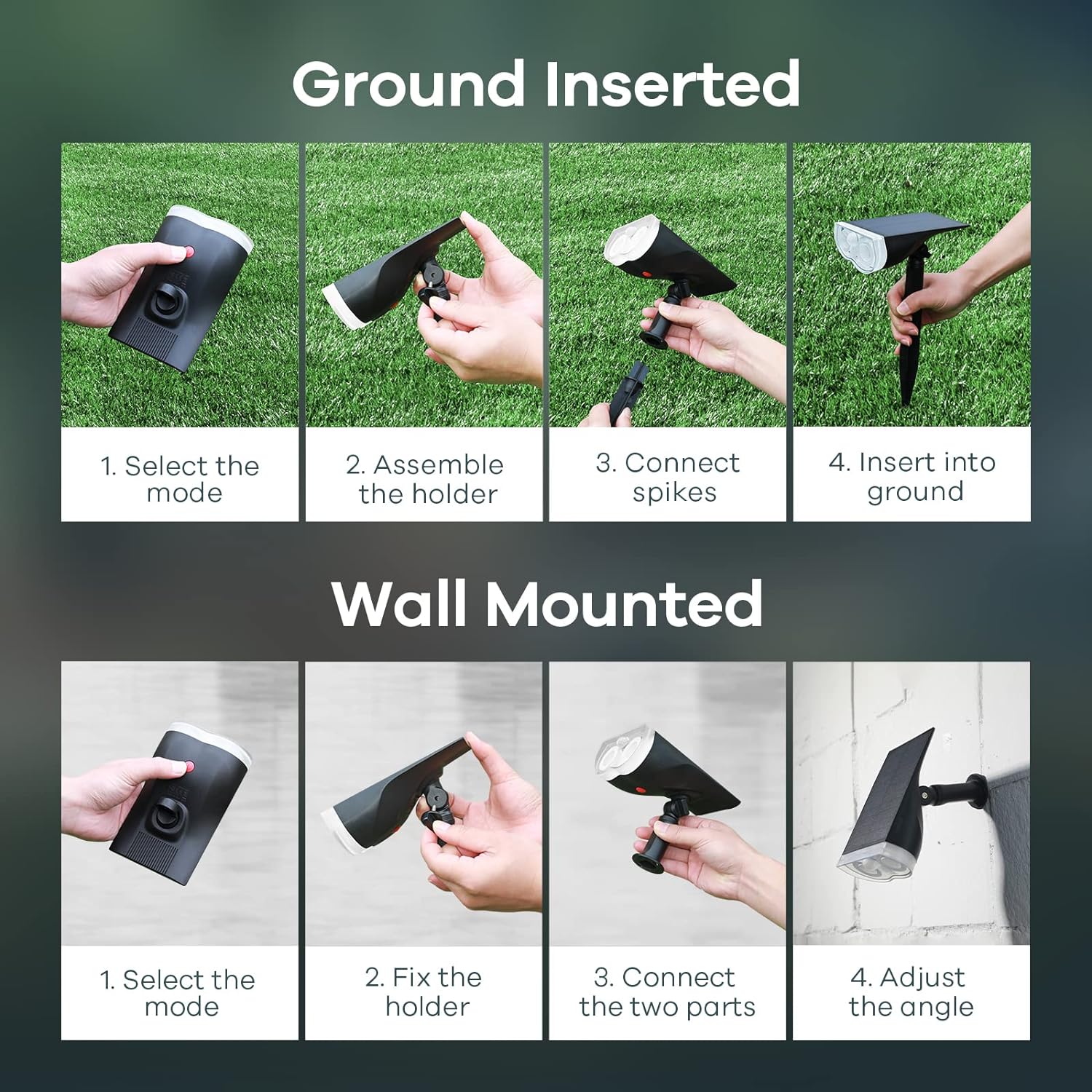 Solar Outdoor Lights, Motion Sensor Solar Spot Lights Outdoor, 3 Modes IP67 Waterproof 2 PACK
