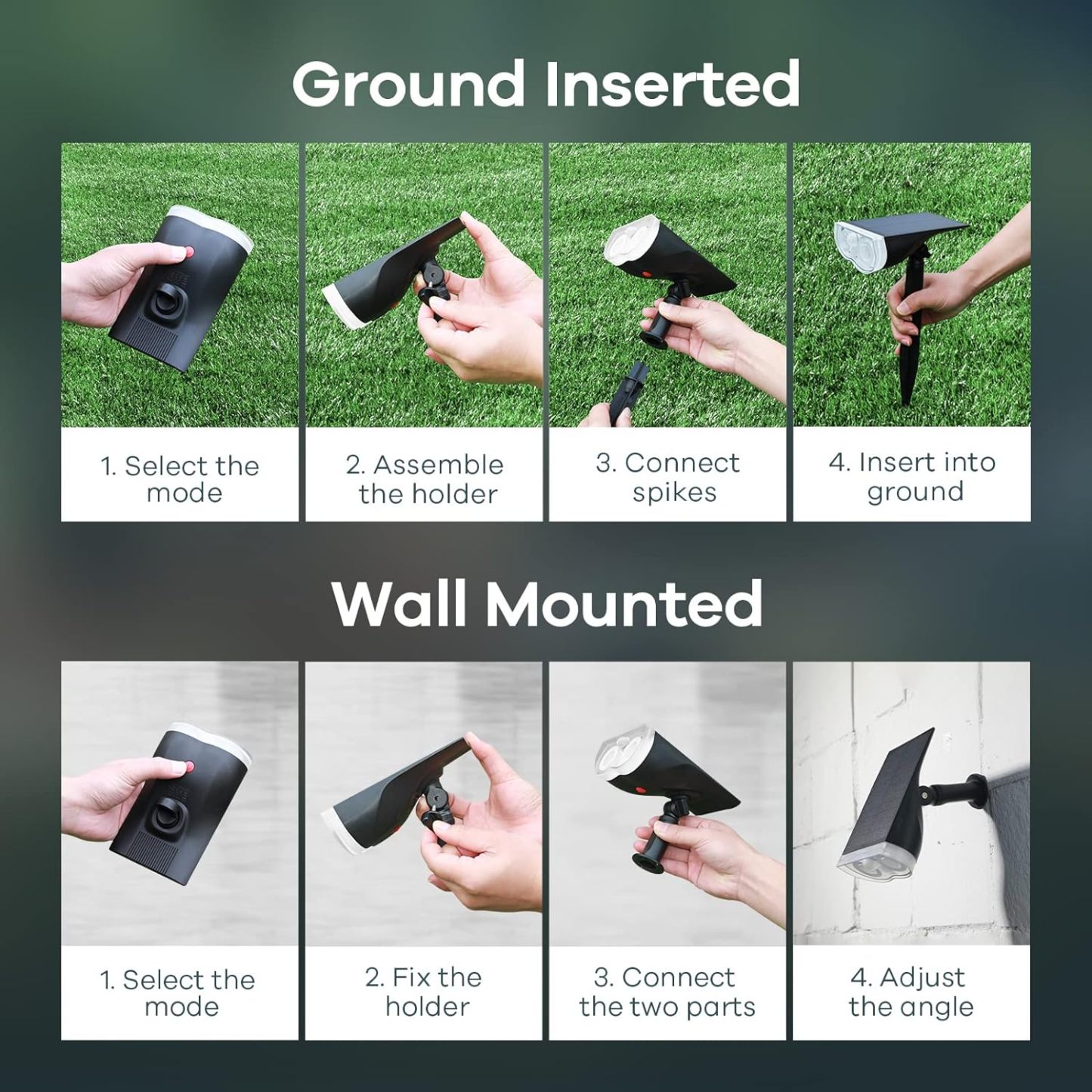 Solar Outdoor Lights, Motion Sensor Solar Spot Lights Outdoor, 3 Modes IP67 Waterproof 2 PACK
