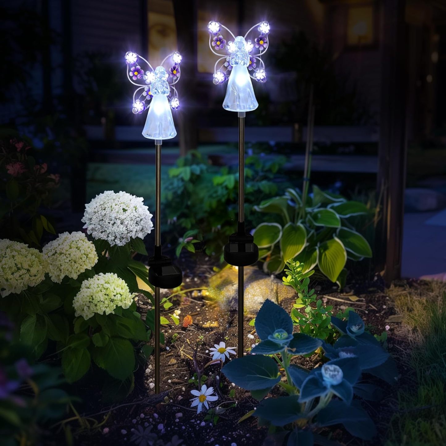 Solar Angel Garden Stake Lights - 2 Pack Angel Solar Lights Outdoor Garden, Eternal Light Angel with 7 LEDs for Cemetery Grave Decorations, Memorial Gift, Christmas Yard Art, Sympathy Gifts