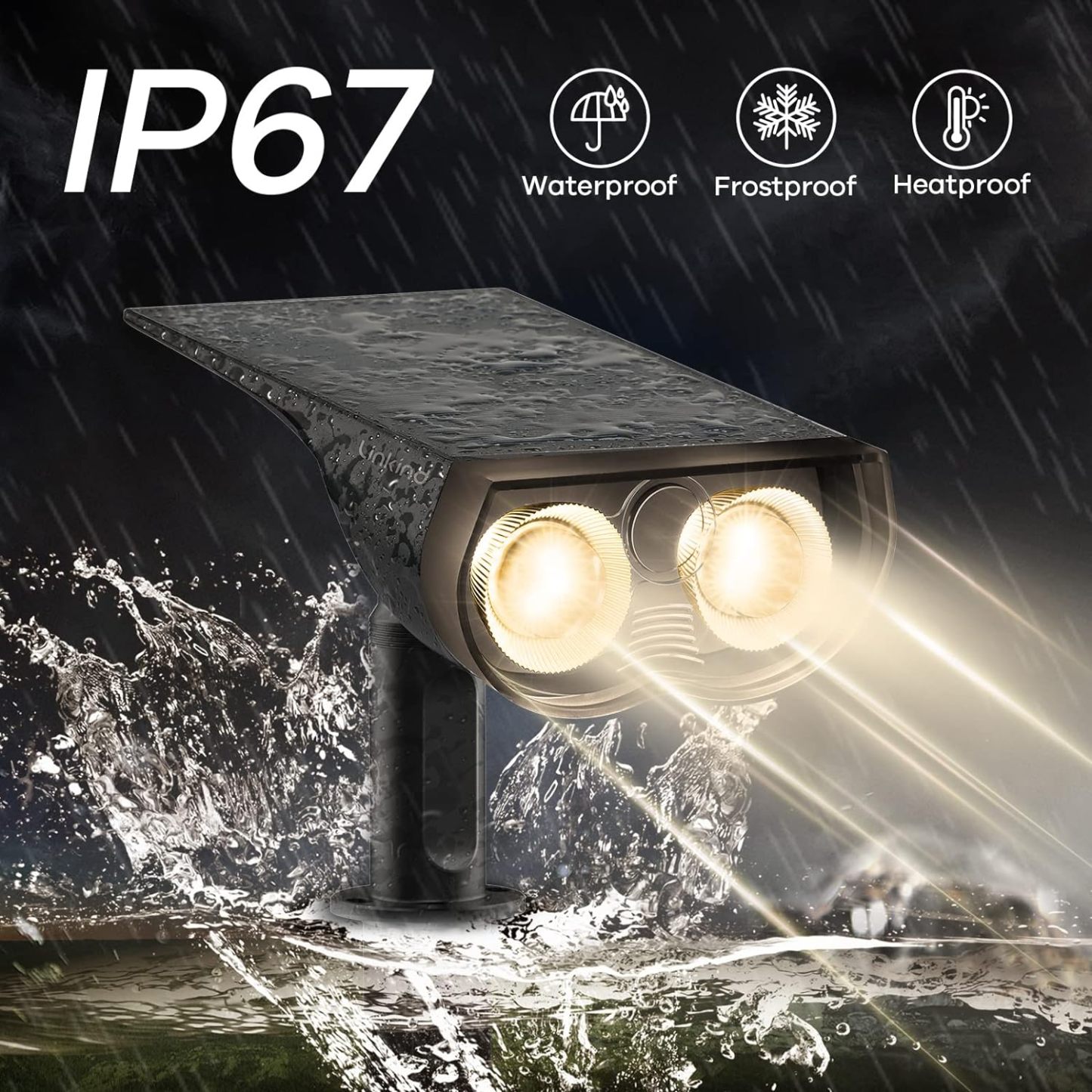 Solar Outdoor Lights, Solar Lights Outdoor Waterproof IP67, 2-in-1 Solar Spot Lights Outdoor 4 Pack