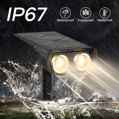 Solar Outdoor Lights, Solar Lights Outdoor Waterproof IP67, 2-in-1 Solar Spot Lights Outdoor 4 Pack