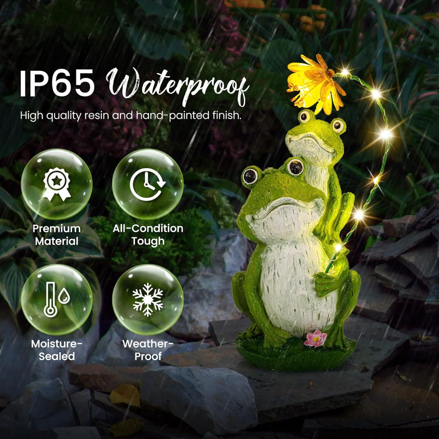 Solar Garden Statues Loving Frog Garden Decor Figurine Lights for Outside, Yard Decorations Outdoor Patio Decor