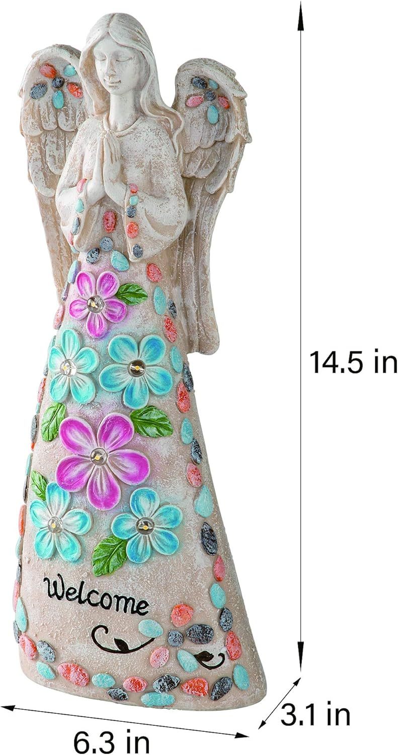 Solar Garden Statues Angel Figurine Lights for Outside, Yard Decorations Outdoor, Garden Decor Unique Sympathy Housewarming Gifts