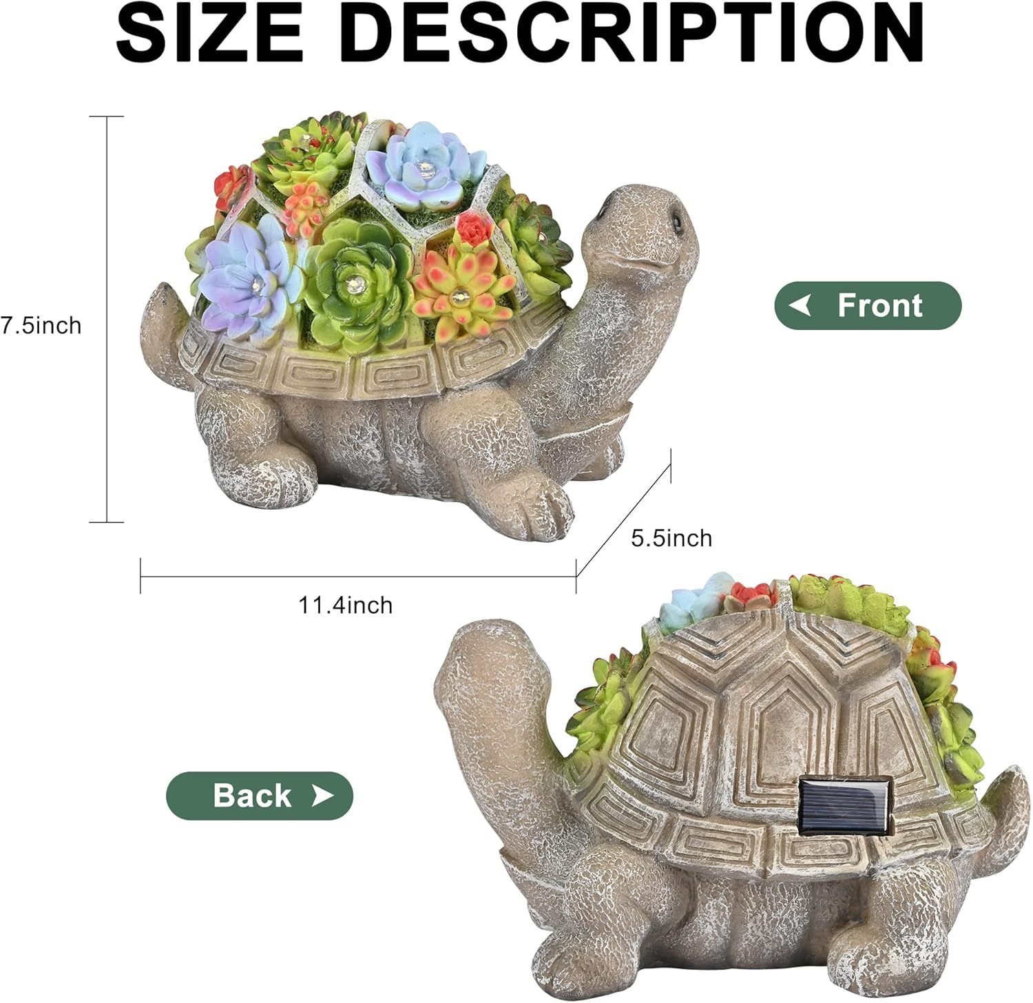 11.5 Inch Solar Garden Statues Turtle Figurine Lights for Outside Garden Decor, Yard Decorations Outdoor Housewarming Gifts