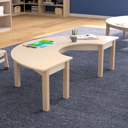 Commercial Grade Wooden Half Circle Preschool Classroom Activity Table