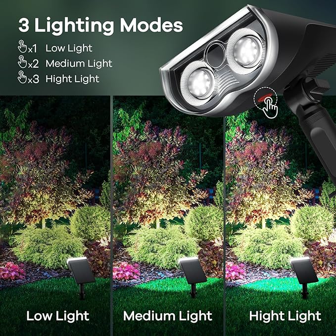 Solar Outdoor Lights, Solar Lights for Outside Waterproof IP67, 2-in-1 Solar Spot Lights Outdoor, 4 Pack
