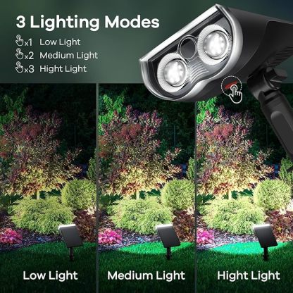 Solar Outdoor Lights, Solar Lights for Outside Waterproof IP67, 2-in-1 Solar Spot Lights Outdoor, 4 Pack