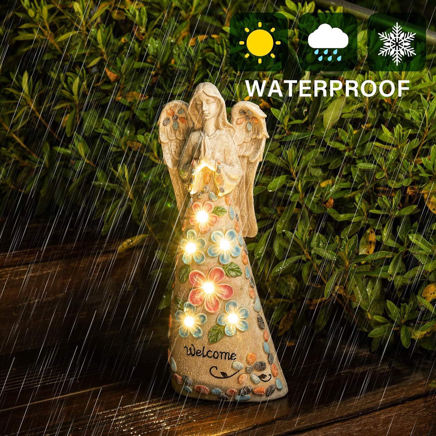 Solar Garden Statues Angel Figurine Lights for Outside, Yard Decorations Outdoor, Garden Decor Unique Sympathy Housewarming Gifts