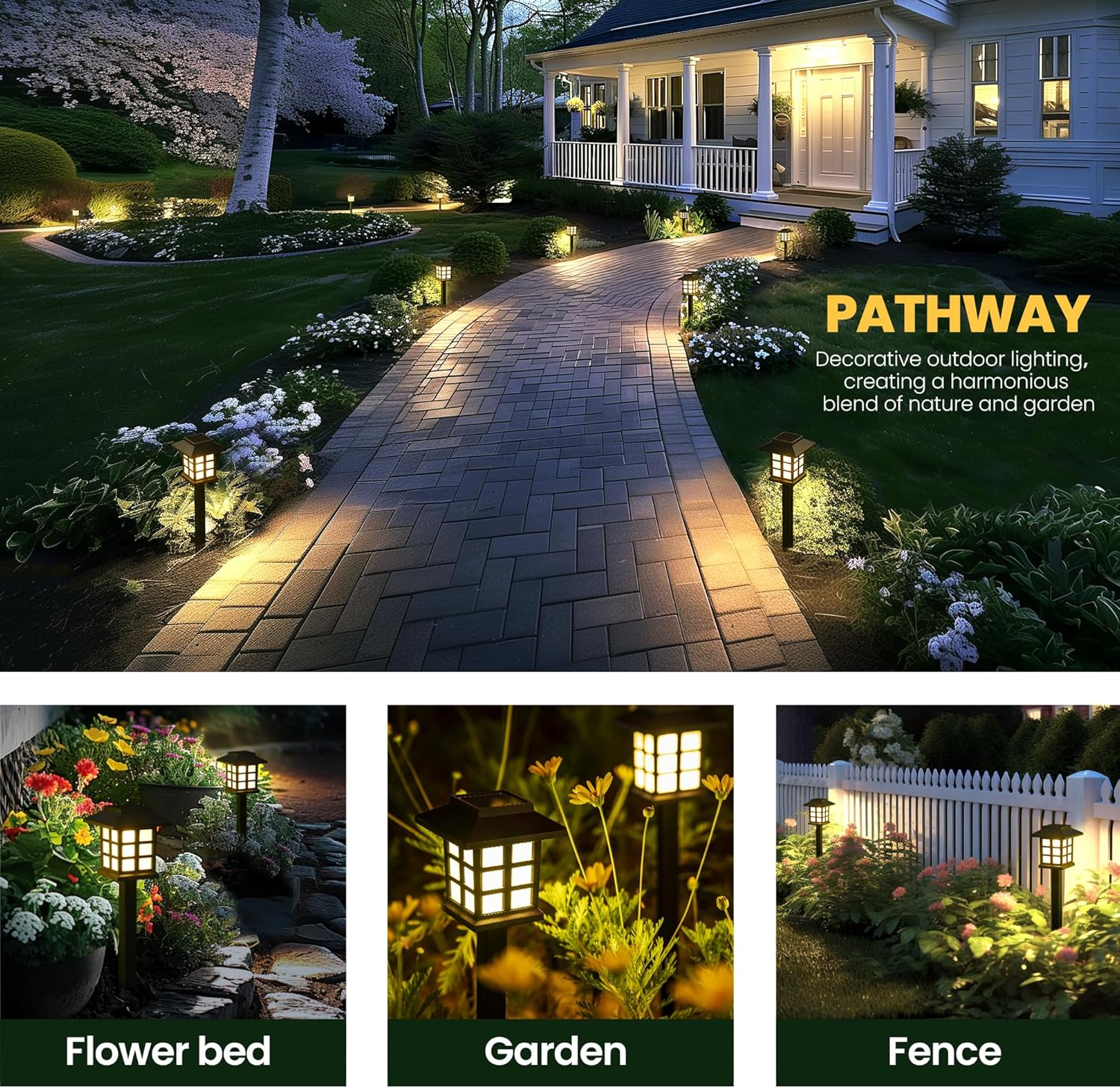 Solar Outdoor Lights,12 Pack LED Solar Lights Outdoor Waterproof, Solar Walkway Lights Maintain 10 Hours of Lighting for Your Garden
