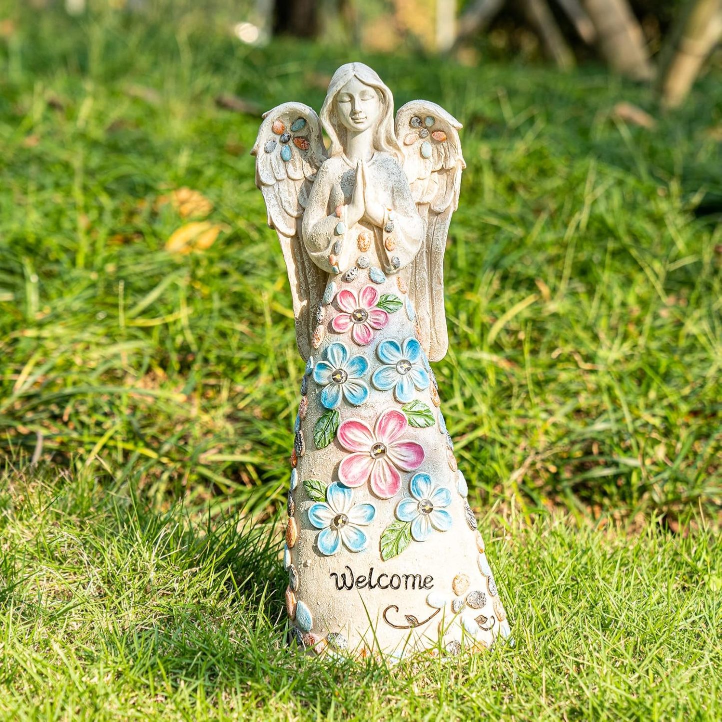 Solar Garden Statues Angel Figurine Lights for Outside, Yard Decorations Outdoor, Garden Decor Unique Sympathy Housewarming Gifts