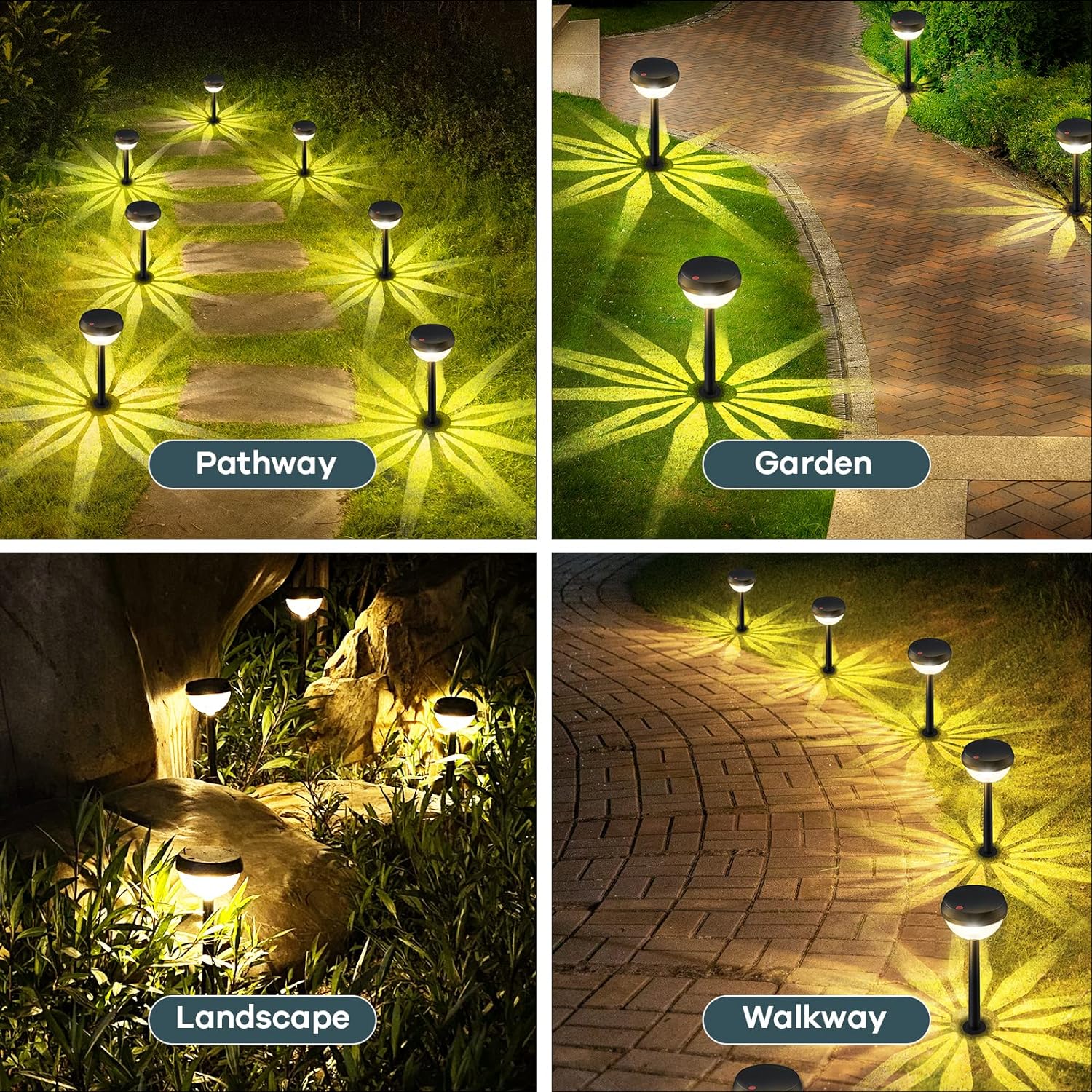 Solar Pathway Lights 8 Pack, Super Bright Solar Outdoor Lights, Waterproof Backyard Lighting Solar Path Lights
