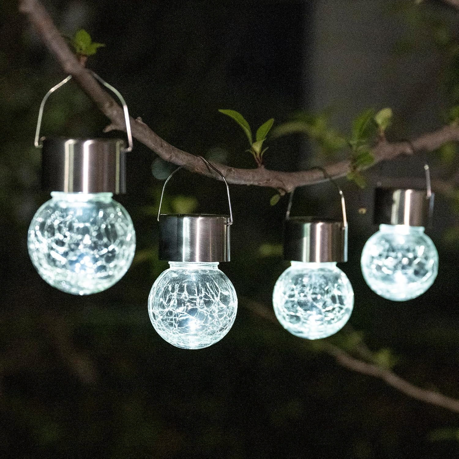 12 Pack Solar Outdoor Lights, Solar Hanging Lights for Christmas Decoration-Cracked Glass Solar Lights Outdoor Waterproof for Garden, Yard, Fence, Tree(Cold White)