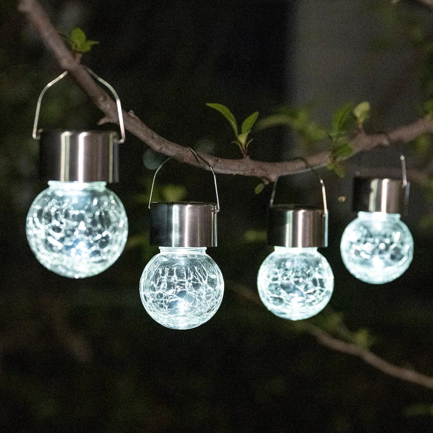 12 Pack Solar Outdoor Lights, Solar Hanging Lights for Christmas Decoration-Cracked Glass Solar Lights Outdoor Waterproof for Garden, Yard, Fence, Tree(Cold White)