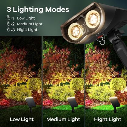 Solar Outdoor Lights, Solar Lights Outdoor Waterproof IP67, 2-in-1 Solar Spot Lights Outdoor 4 Pack