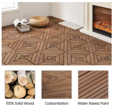 12 in. x 12 in. Interlocking Fir Wood Flooring Tiles