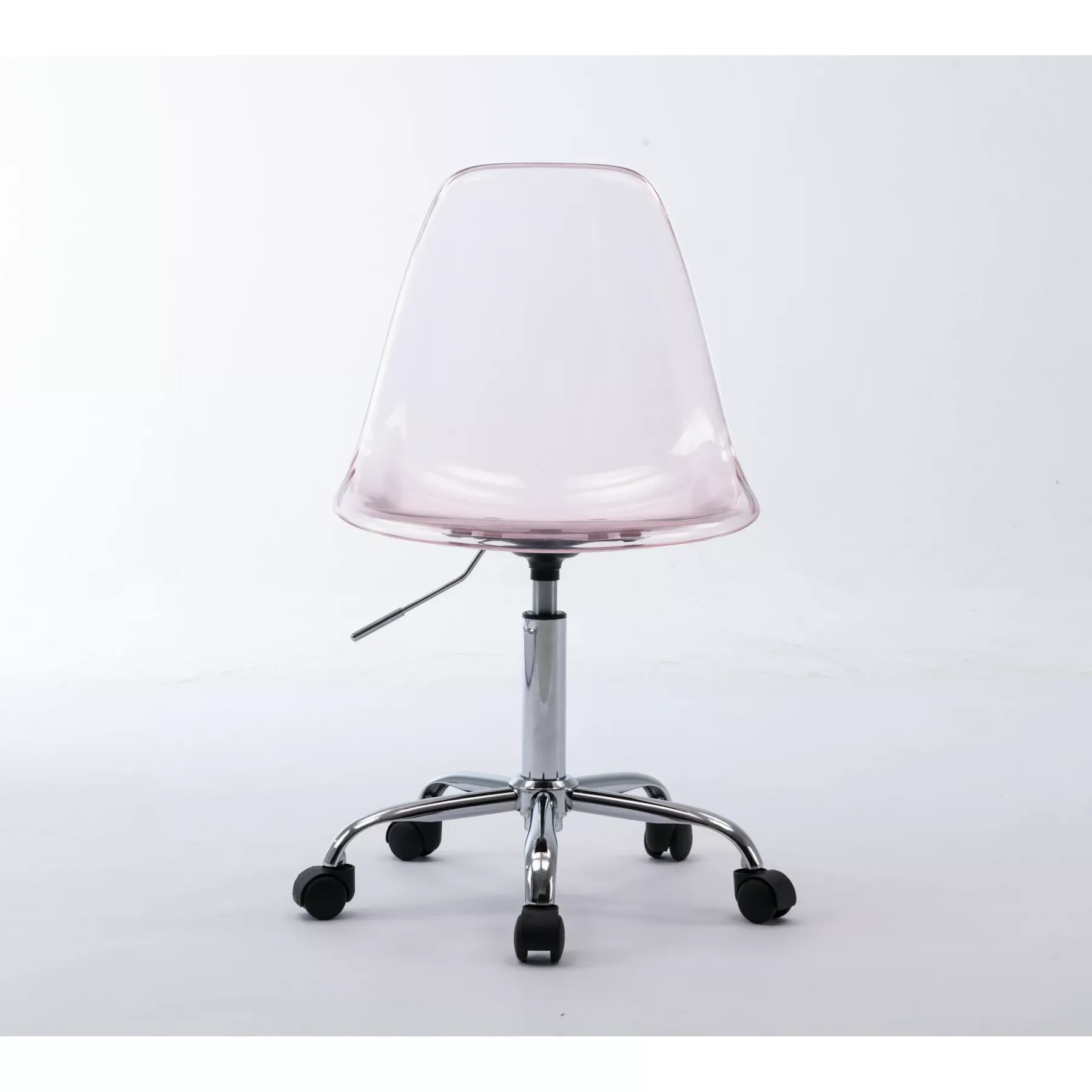 Clear Acrylic Rolling Chair, Modern Small Cute Armless Vanity Rolling Plastic Chair