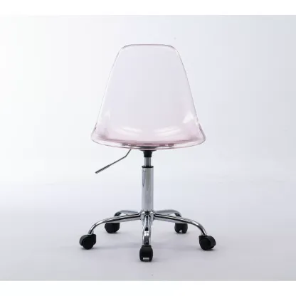 Clear Acrylic Rolling Chair, Modern Small Cute Armless Vanity Rolling Plastic Chair