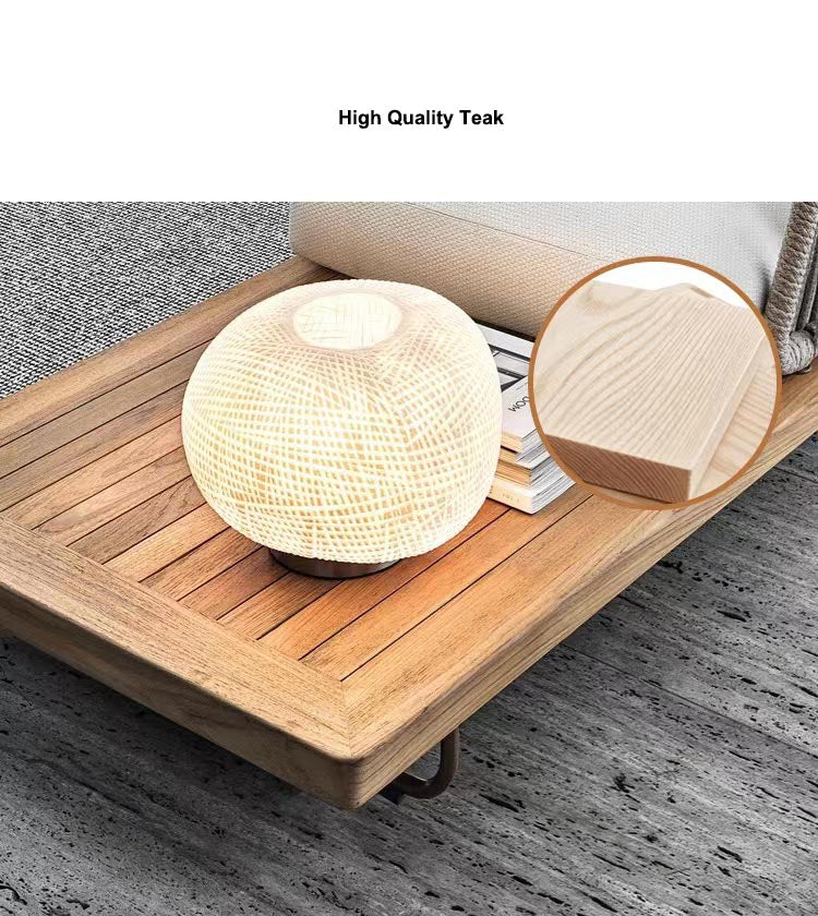 Teak Outdoor Sectional Sofa Set with Table