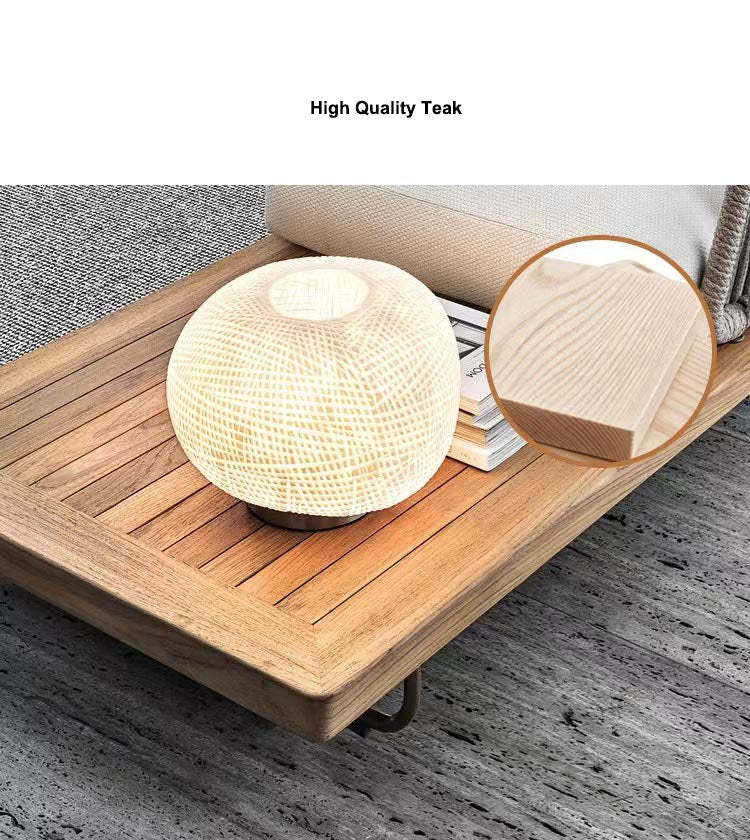 Teak Outdoor Sectional Sofa Set with Table