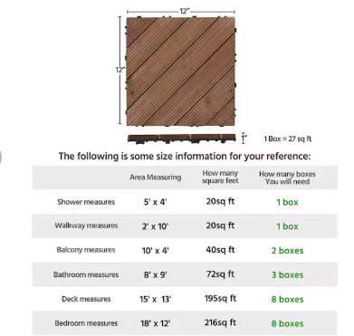 12 in. x 12 in. Interlocking Fir Wood Flooring Tiles