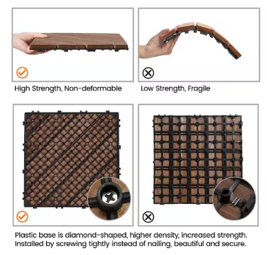 12 in. x 12 in. Interlocking Fir Wood Flooring Tiles