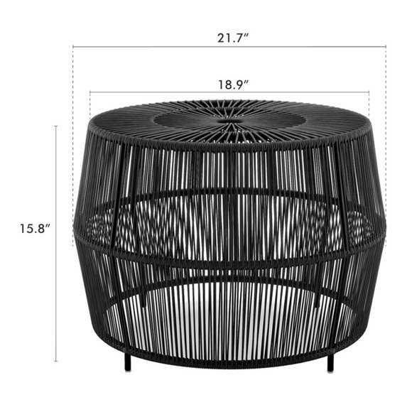 Wicker / Rattan Round Outdoor Coffee Table in Black