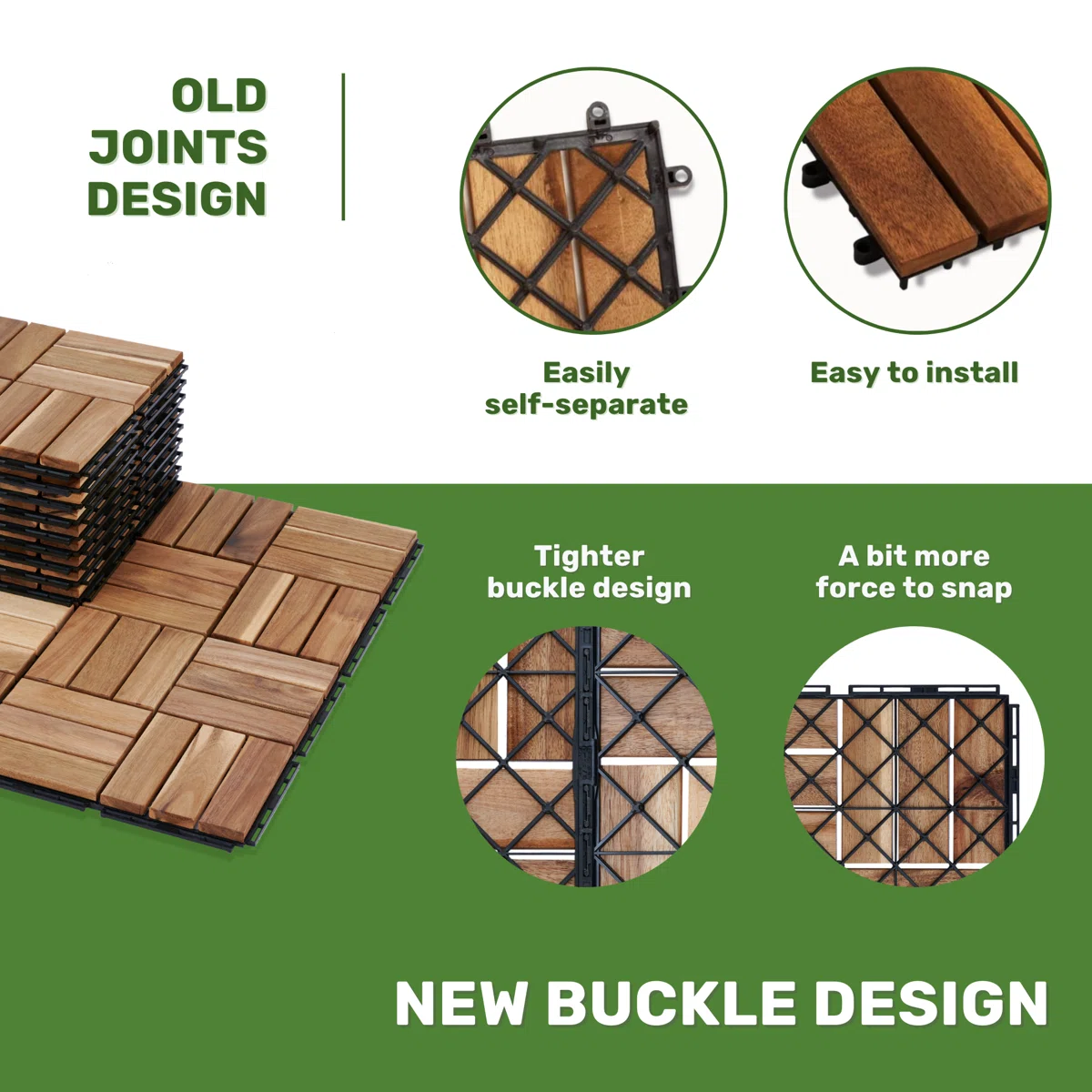 12.1'' x 12.1'' Wood Interlocking Deck Tiles