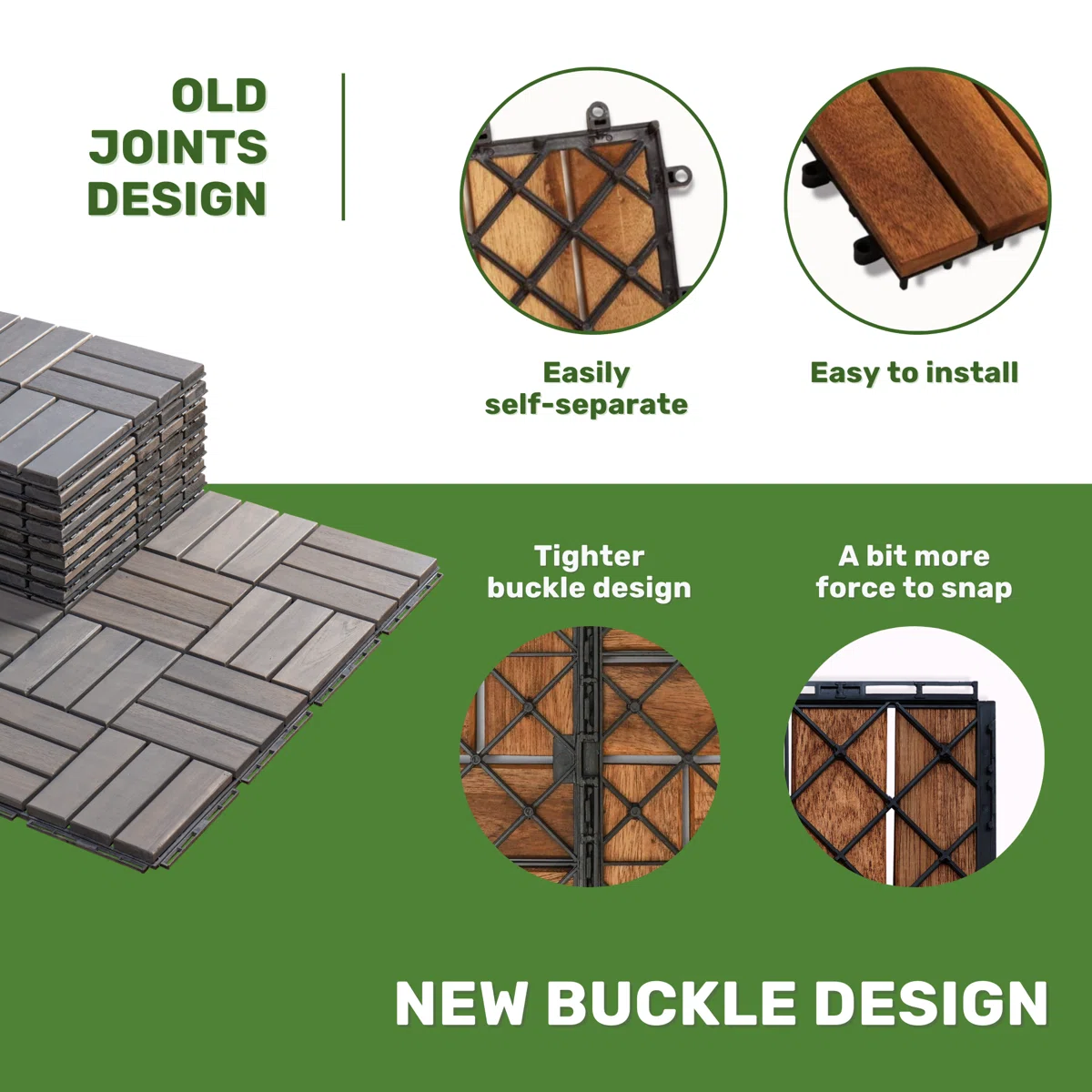 12.1'' x 12.1'' Wood Interlocking Deck Tiles