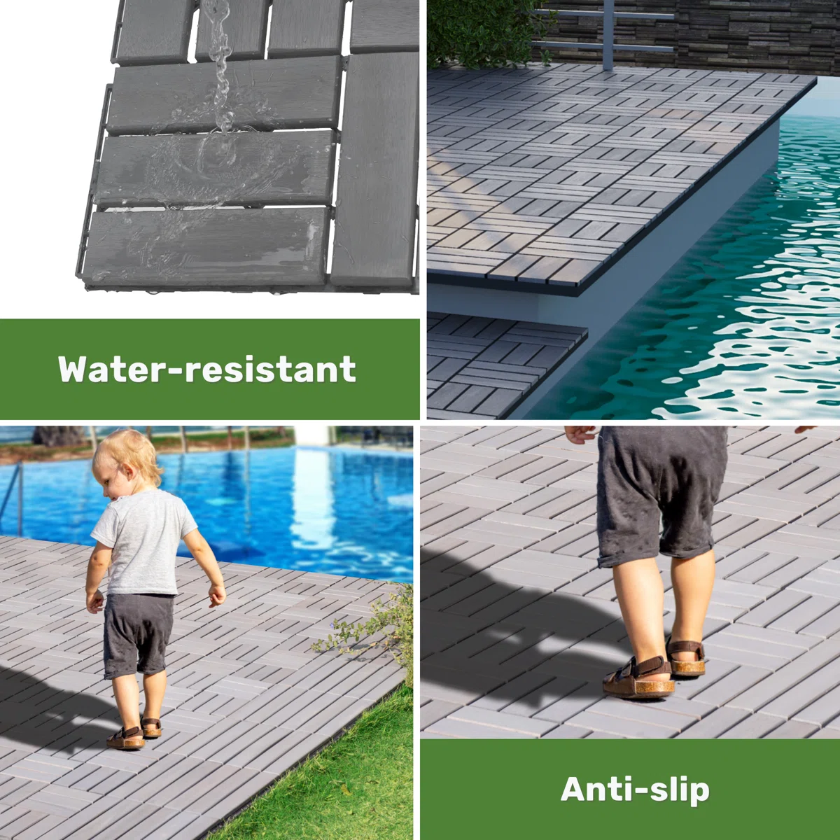 12.1'' x 12.1'' Wood Interlocking Deck Tiles