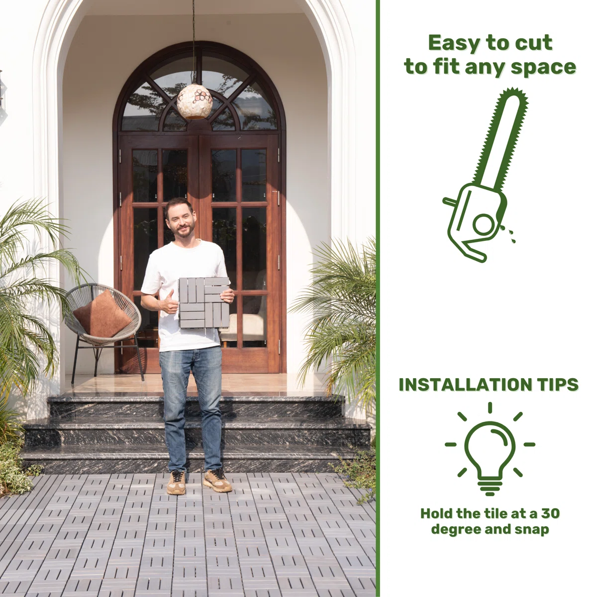 12.1'' x 12.1'' Wood Interlocking Deck Tiles