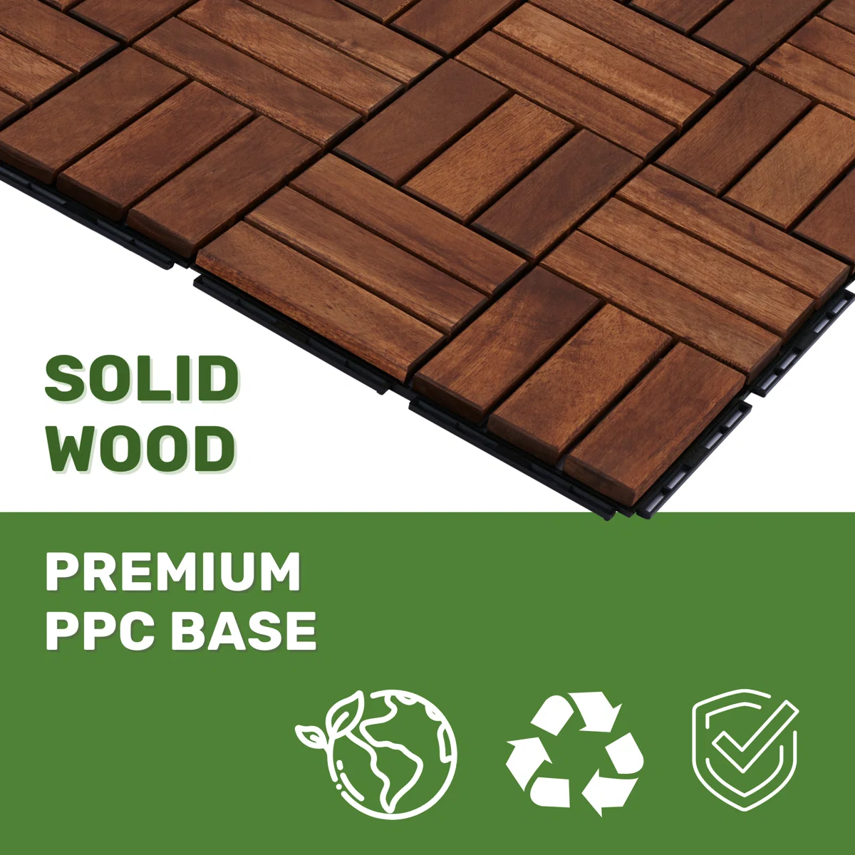  12.1'' x 12.1'' Wood Interlocking Deck Tiles