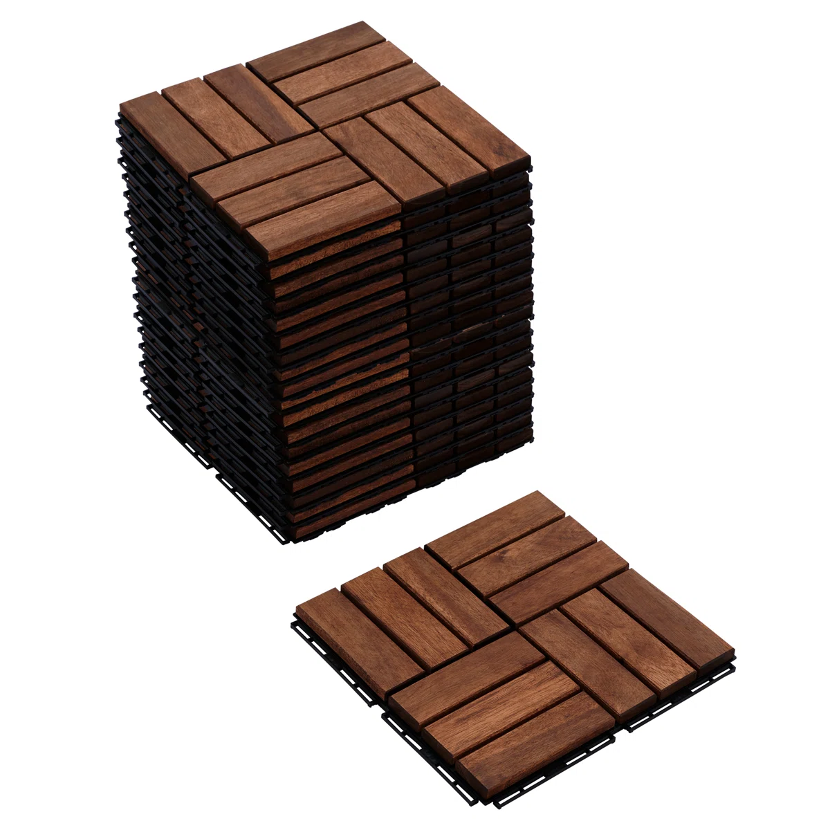  12.1'' x 12.1'' Wood Interlocking Deck Tiles