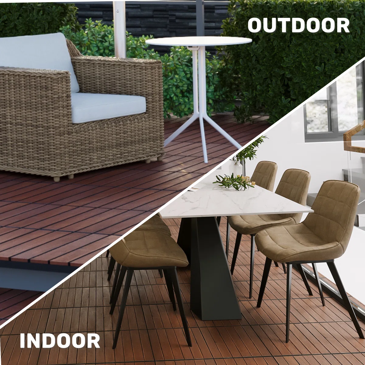 12.1'' x 12.1'' Wood Interlocking Deck Tiles