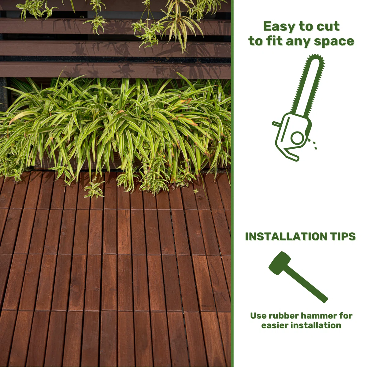 12.1'' x 12.1'' Wood Interlocking Deck Tiles